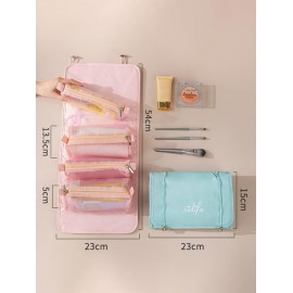 Women's Multi-functions Portable Outdoor Waterproof Letter Heart Print Detachable Travel Cosmetic Bag