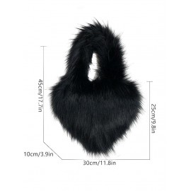 Women's Winter Fluffy Faux Fur Tie Dye Heart Shape Tote Bag
