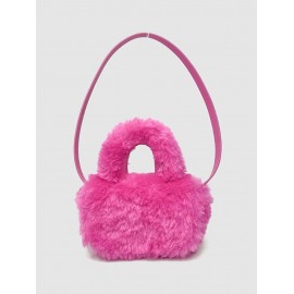 Women's Winter Fluffy Faux Fur Solid Color Date Night Crossbody Tote Bag