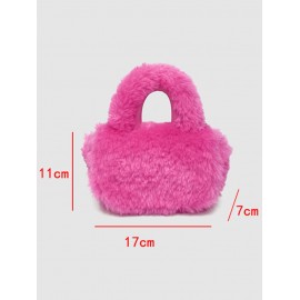 Women's Winter Fluffy Faux Fur Solid Color Date Night Crossbody Tote Bag