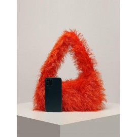 Women's Winter Fashion Fluffy Faux Fur Solid Color Tote Bag