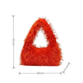 Women's Winter Fashion Fluffy Faux Fur Solid Color Tote Bag