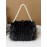 Women's Fashion Faux Pearl Handle Fluffy Faux Fur Evening Party Tote Bag
