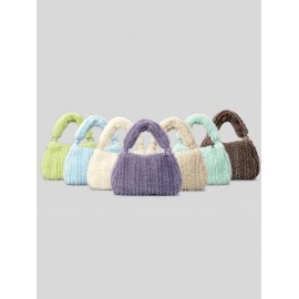 Women's Winter Solid Color Fluffy Faux Fur Tote Bag