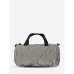 Women's Daily Solid Color Topstitching Quilted Padded Puffer Design Top Handle Cylinder Pillow Shape Shoulder Bag