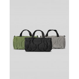 Women's Daily Solid Color Topstitching Quilted Padded Puffer Design Top Handle Cylinder Pillow Shape Shoulder Bag