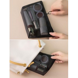 Women's 3Pcs Fashion Daily Travel Swimming Sheer Mesh Storage Makeup Cosmetic Wash Toiletry Bag