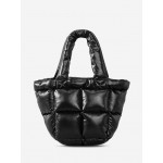 Women's Fashion Daily Streetwear Metallic Solid Color Down Padded Quilted Puffer Design Shoulder Tote Bag