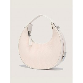 Women's Rhombus Textured Half Moon Buckle Decorated Shoulder Bag Handbag