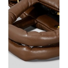 Women's Winter Solid Color Padded Down Puffer PU Leather Tote Bag