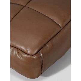Women's Winter Solid Color Padded Down Puffer PU Leather Tote Bag