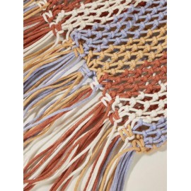 Ethnic Style Hollow Out Braided Tassel Design Beach Tote Bag