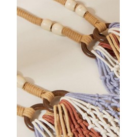 Ethnic Style Hollow Out Braided Tassel Design Beach Tote Bag