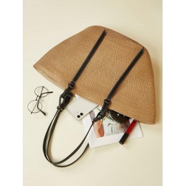 Vacation Beach Large Capacity Straw Raffia Shoulder Tote Bag