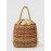 Women's Retro Striped Handmade Woven Color Blocking Beach Vacation Drawstring Shoulder Bag