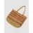 Women's Retro Striped Handmade Woven Color Blocking Beach Vacation Drawstring Shoulder Bag