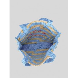Women's Colorblock PARIS LONDON Letter Embroidered Raffia Straw Braided Beach Vacation Summer Tote Bag