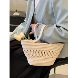 Vacation Beach Colorful Textured Woven Design Tote Bag