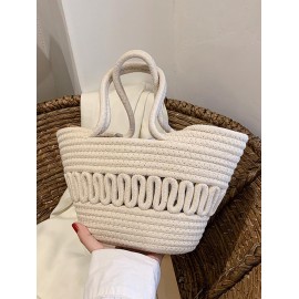Vacation Beach Colorful Textured Woven Design Tote Bag