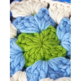 Women's Ethnic Retro Granny Floral Crochet Half Moon O Ring Decorated Crossbody Shoulder Bag