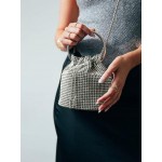 Women's Party Evening Bling Bling Rhinestone Toggle Drawstring Crossbody Bucket Bag