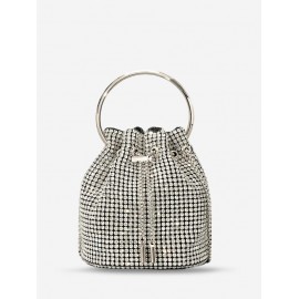 Women's Party Evening Bling Bling Rhinestone Toggle Drawstring Crossbody Bucket Bag