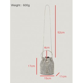 Women's Party Evening Bling Bling Rhinestone Toggle Drawstring Crossbody Bucket Bag