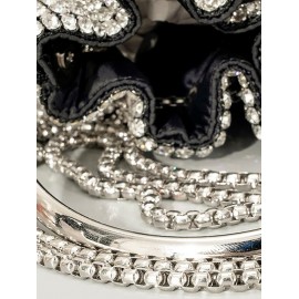 Women's Party Evening Bling Bling Rhinestone Toggle Drawstring Crossbody Bucket Bag