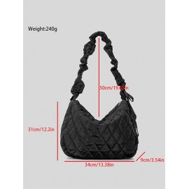 Women's Daily Solid Color Quilted Padded Puffer Design Ruched Strap Shoulder Bag