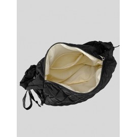 Women's Daily Solid Color Quilted Padded Puffer Design Ruched Strap Shoulder Bag