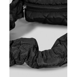 Women's Daily Solid Color Quilted Padded Puffer Design Ruched Strap Shoulder Bag