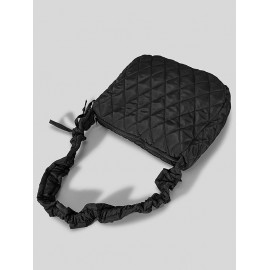 Women's Daily Solid Color Quilted Padded Puffer Design Ruched Strap Shoulder Bag